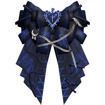 Dark Blue Emo Gothic Heart Hair Bow Ribbon Roblox item