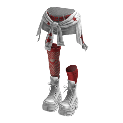 Grunge Rebel Shorts Y2K Cloth (White Red)