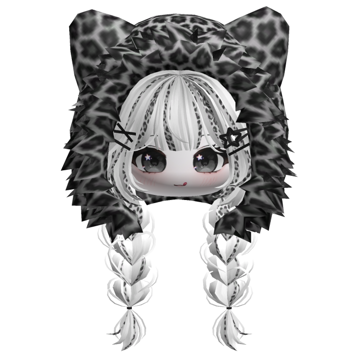 🍀Cute Girl Braided w/Leopard Fur Hood(White)