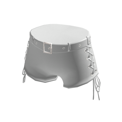 White Leather Shorts with Belt