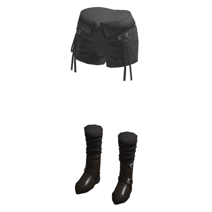 Y2K Drawstring Shorts w/ Boots & Socks (Gray)
