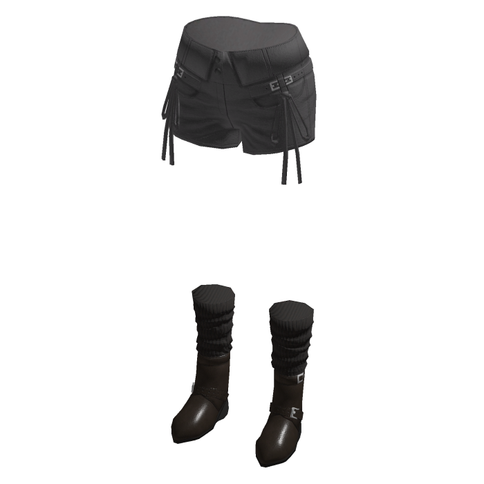 Y2K Drawstring Shorts w/ Boots & Socks (Gray)