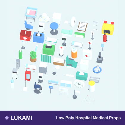 Low Poly Hospital Medical Clinic Props Pack x55