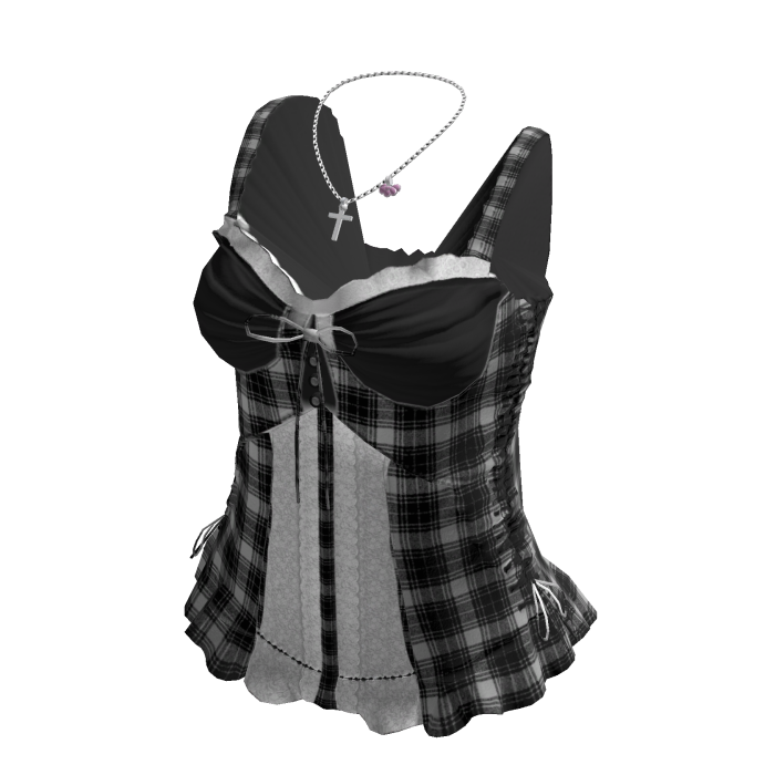 Plaid Draped Bust Corset Top (Black)