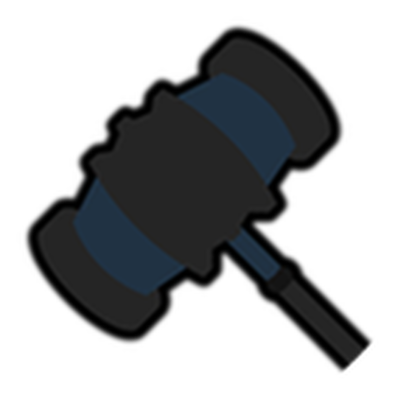 Game pass icon: a large dark hammer with a black head and a thin handle, drawn at an angle on a transparent background