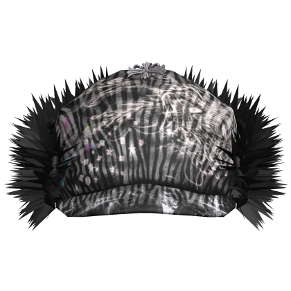 Grunge Zebra Goth Yabujin Y2K Evade Fuzzy Fur Hat Roblox item