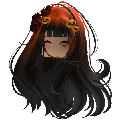 Orange Wavy Gothic Rose & Pumpkin Hair w/ Face