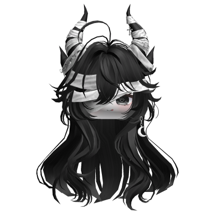 Horned Anime Demon Wolfcut (Black)
