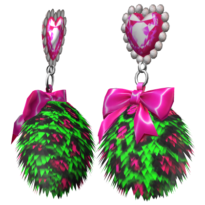 Scene Gyaru Fluffy Leopard Earrings Green Pink