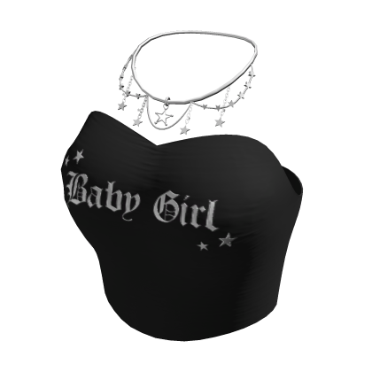 ☆ y2K Black Crop Tube top w/ Necklace Baby girl thumbnail