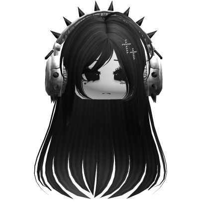 Punk Straight Hair W/ Headphones Black