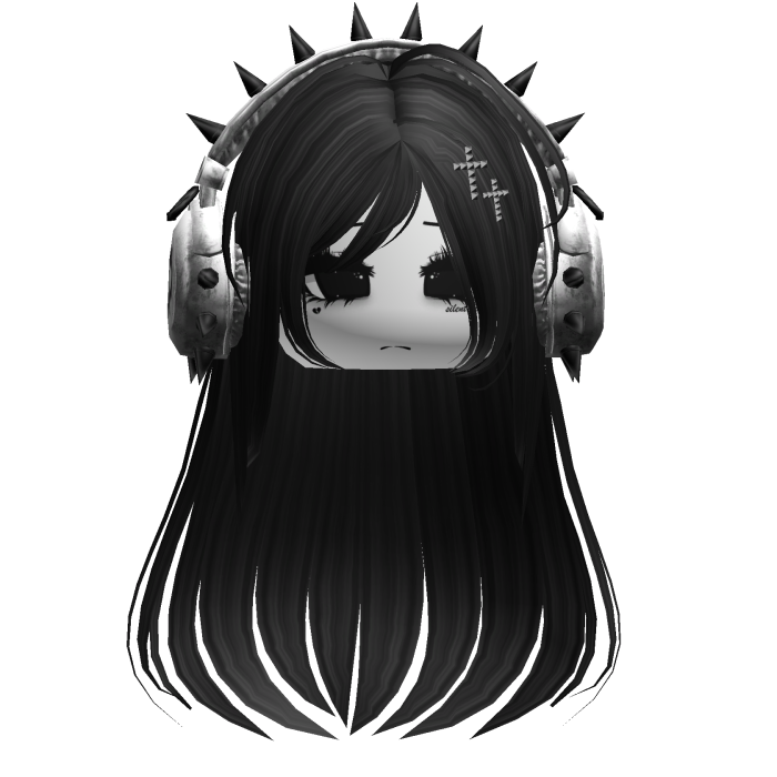 Punk Straight Hair W/ Headphones Black