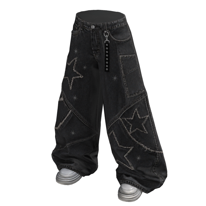 Baggy Pants with Star Outlines (Black)