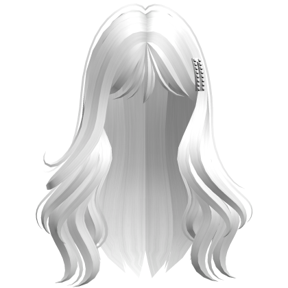 Long Natural Hairstyle with Hair Clip (White)  Roblox item