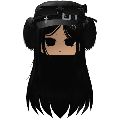 Y2K Black Straight Hair W/ Leopard fur Beanie