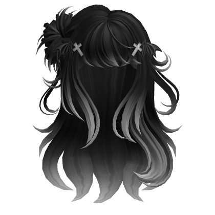 Emo Long Tied Hair (Black to White) Roblox item