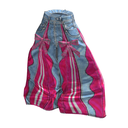 💜 Kitsch Patchwork Wide Denim Pants_Pink