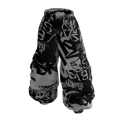 black and white street design pants