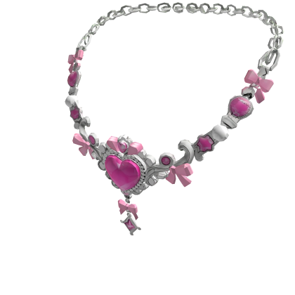 Pink Heart Bow Necklace