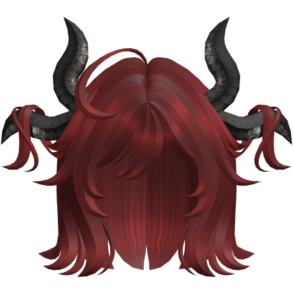 Short messy red hair w/ horns Roblox item