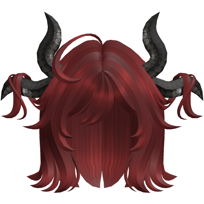 Short messy red hair w/ horns