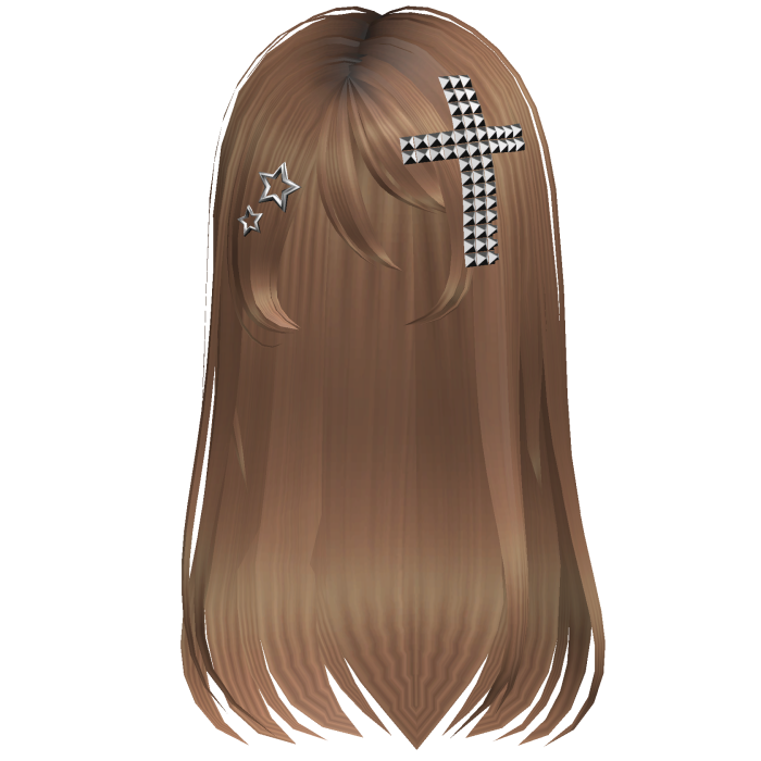 Emo Scene Long Hair w Cross Caramel