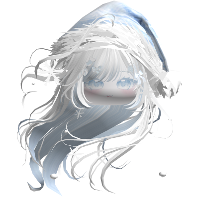 Windy Anime Hair w/Santa Hat (White&Blue)