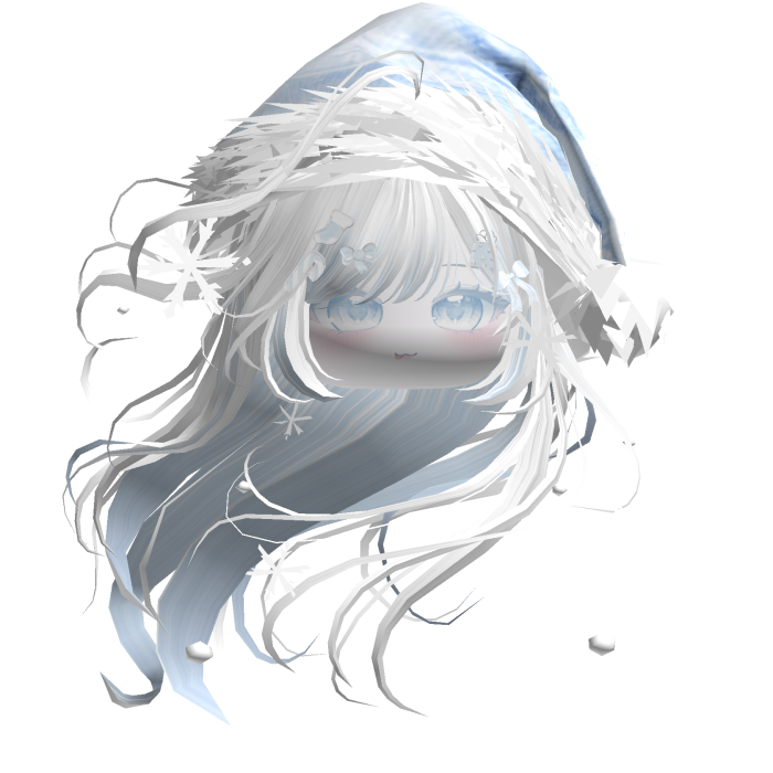 Windy Anime Hair w/Santa Hat (White&Blue)