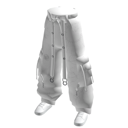 White Baggy Cargo Pants w/ Shoes & Straps