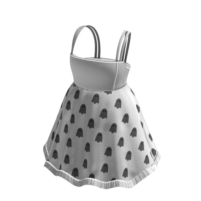 Strappy Dress with Ghost Print (White)