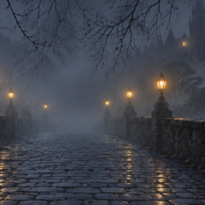 Foggy Medieval Bridgge Night Walk  