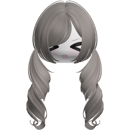 Cute Kawaii Ash Brown Curly Pigtails