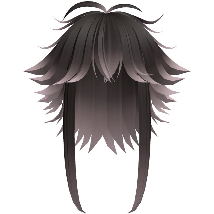 messy cute hair with tufts in brown to pink