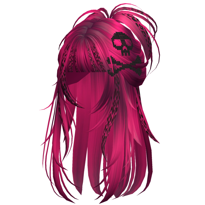Skull Spikey Emo Half Up Hot Pink Leopard