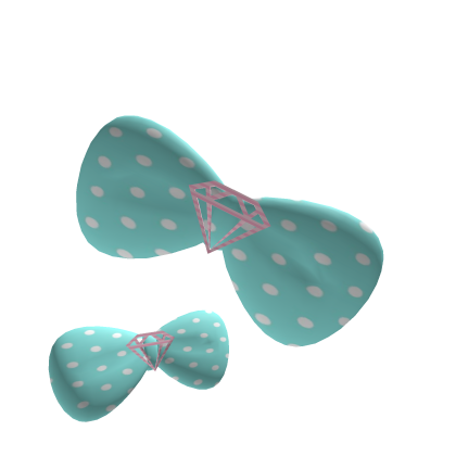 𑣲⋆｡˚ Blue Polkadot Scene Bow  Roblox item