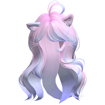 Messy Wavy Cute Kitty Cat Hair in Pink & Purple 9. Roblox item