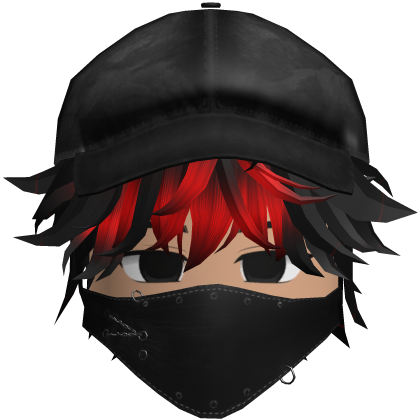Beautiful boy, emo mask & cap, Y2K skater (Red)