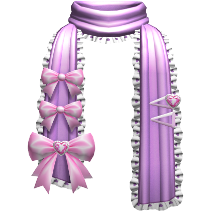 Kawaii Gyaru Bow Ruffle Winter Scarf Purple Pink