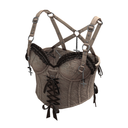 Gothic Coquette Corset Top (Beige)