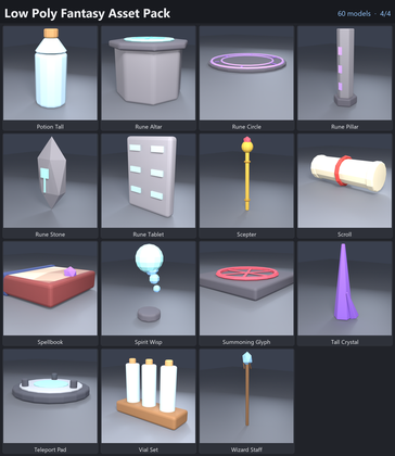 Low Poly Fantasy Asset Pack Magic Crystal x60 preview 4
