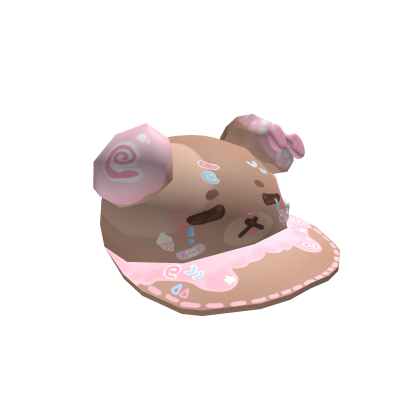 cute teary-eyed sad strawberry syrup bear hat  Roblox item