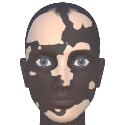 Alternative Roblox avatar face-makeup pattern with pale patches across the forehead and cheeks