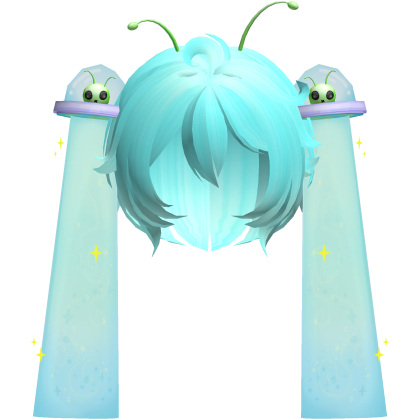 👽 Cute Silly Alien UFO Pigtails Hair in Blue