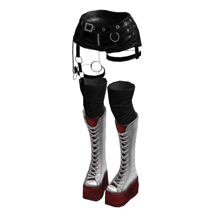 Gothic Emo Y2K Shorts boot straps (Black WhiteRed)