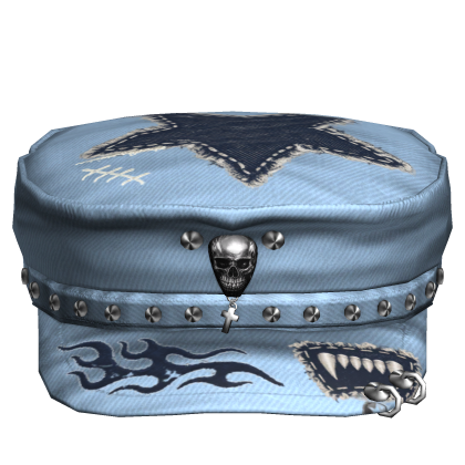 Light Blue Skull Punk Grunge Cap Roblox item