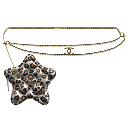White Leopard Cstar Quilted Waist Bag Gold Roblox item