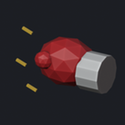 Store icon: a low-polygon red boxing glove with a grey cuff flying to the left, with three yellow motion lines, on a dark background