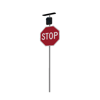 Stop Sign With Flashing Light