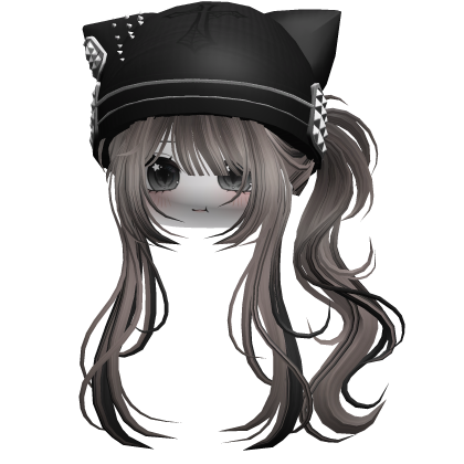 Messy Ponytail W/ Punk Kitty Cap Ash&Black thumbnail