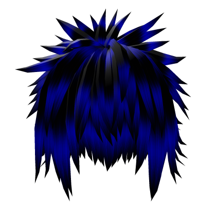 Fluffy Spiky Emo Black & Blue Hair Roblox item